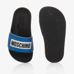 Moschino Kid-Teen-Boys Blue & Black Sliders | Childrensalon Outlet