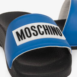 Moschino Kid-Teen-Boys Blue & Black Sliders | Childrensalon Outlet