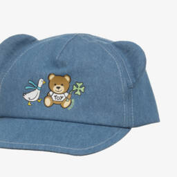 Moschino-Шляпа из голубого шамбре с медведем для мальчиков | Childrensalon Outlet