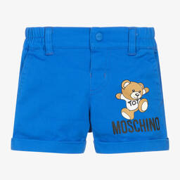 Moschino Малыши-Boys Blue Cotton Teddy Bear Logo Shorts | Childrensalon Outlet