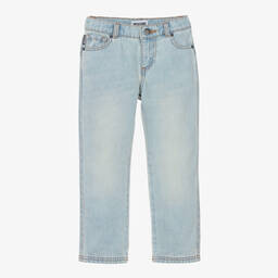 Moschino Кид-Тин-Boys Blue Denim Logo Jeans | Childrensalon Outlet