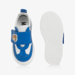 Moschino-Boys Blue Leather Bear Trainers | Childrensalon Outlet