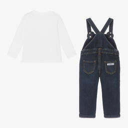 Moschino Baby-Boys Blue Teddy Bear Denim Dungaree Set | Childrensalon Outlet