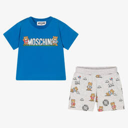 Moschino Малыши-Синяя футболка и шорты с медвежатами | Childrensalon Outlet