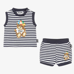 Moschino Baby-Boys Blue Teddy Bear Shorts Set | Childrensalon Outlet