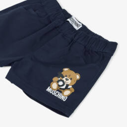 Moschino-Boys Blue Teddy Logo Shorts | Childrensalon Outlet
