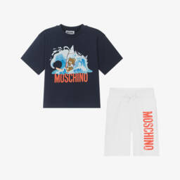 Moschino-Boys Blue & White Cotton Duo | Childrensalon Outlet