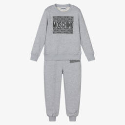 Moschino-Boys Charcoal Logo Cotton Set | Childrensalon Outlet