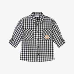 Moschino-قميص كلاسيكي بنقشة المربعات السوداء للأولاد | Childrensalon Outlet