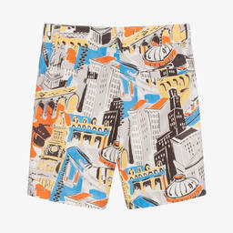 Moschino Kid-Teen-Boys Cotton City Print Shorts | Childrensalon Outlet