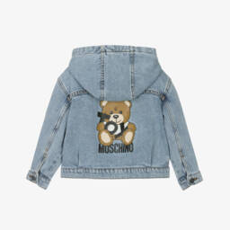 Moschino-Boys Cozy Blue Denim Hooded Coat | Childrensalon Outlet