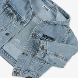 Moschino-Boys Cozy Blue Denim Hooded Coat | Childrensalon Outlet