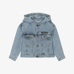 Moschino-Boys Cozy Blue Denim Hooded Coat | Childrensalon Outlet