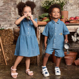 Moschino-Boys Delightful Denim Print Shirt | Childrensalon Outlet