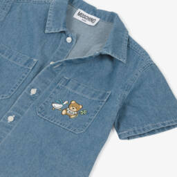 Moschino-Boys Delightful Denim Print Shirt | Childrensalon Outlet