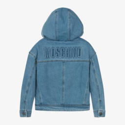 Moschino Kid-Teen-Boys Denim Jacket with Hood | Childrensalon Outlet