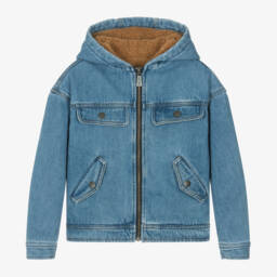 Moschino Kid-Teen-Boys Denim Jacket with Hood | Childrensalon Outlet