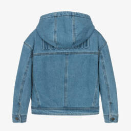 Moschino Kid-Teen-Boys Denim Jacket with Hood | Childrensalon Outlet