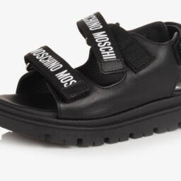 Moschino-Boys Elegant Ebony Hook Sandals | Childrensalon Outlet
