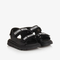 Moschino-Boys Elegant Ebony Hook Sandals | Childrensalon Outlet