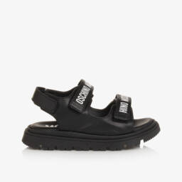 Moschino-Boys Elegant Ebony Hook Sandals | Childrensalon Outlet