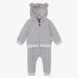 Moschino Baby-Boys Grey Cotton Teddy Beat Tracksuit | Childrensalon Outlet