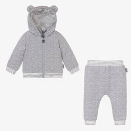 Moschino Baby-Boys Grey Cotton Teddy Beat Tracksuit | Childrensalon Outlet