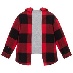 Moschino Kid-Teen-Boys Grey & Red Check Top | Childrensalon Outlet