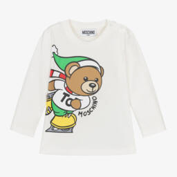 Moschino Baby-Boys Ivory Bear Long Sleeve Tee | Childrensalon Outlet