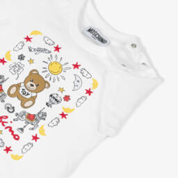 Moschino-Кремовая хлопковая рубашка с вышивкой для мальчиков | Childrensalon Outlet