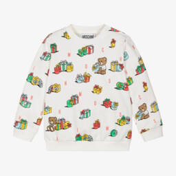 Moschino Baby-Boys Ivory Gift Print Sweatshirt | Childrensalon Outlet