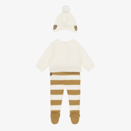 Moschino Baby-Boys Ivory Knit Babysuit Trio | Childrensalon Outlet