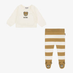 Moschino Baby-Boys Ivory Knit Babysuit Trio | Childrensalon Outlet