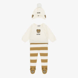 Moschino Baby-Boys Ivory Knit Babysuit Trio | Childrensalon Outlet