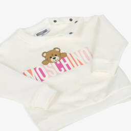 Moschino-Boys Ivory Teddy Crewneck Pullover | Childrensalon Outlet