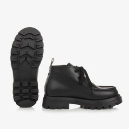 موسكينو-بوت موكاسين جلد لون أسود للأولاد | Childrensalon Outlet