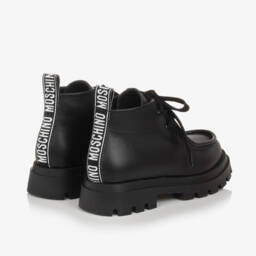 موسكينو-بوت موكاسين جلد لون أسود للأولاد | Childrensalon Outlet