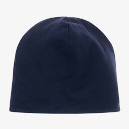 Moschino Kid-Teen-Boys Navy Cotton Logo Beanie | Childrensalon Outlet