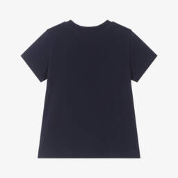 Moschino-Boys Navy Logo Cotton Tee | Childrensalon Outlet