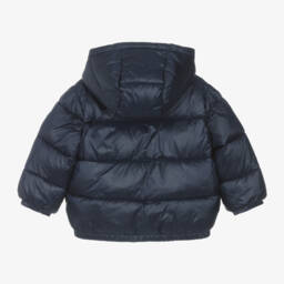 Moschino Baby-Boys Navy Quilted Hooded Coat | Childrensalon Outlet