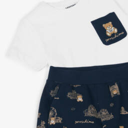 Moschino-Boys Navy & White Cotton Ensemble | Childrensalon Outlet