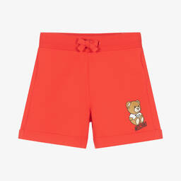 Moschino Kid-Teen-Boys Red Cotton Teddy Shorts | Childrensalon Outlet