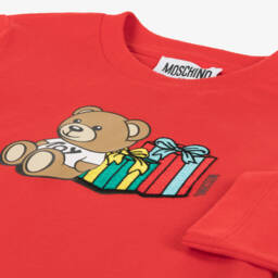Moschino Kid-Teen-Boys Red Festive Bear Top | Childrensalon Outlet