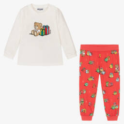 Moschino Baby-Boys Red Teddy Bear Trousers Set | Childrensalon Outlet