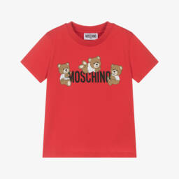 Moschino-Футболка из хлопка с медведями для мальчиков красная | Childrensalon Outlet