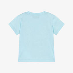 Moschino-Boys Sky Blue Logo Tee | Childrensalon Outlet