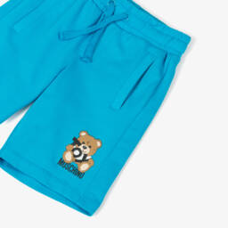 Moschino-Boys Soft Blue Bear Print Shorts | Childrensalon Outlet