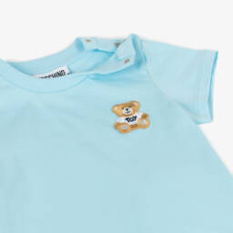 Moschino-Мягкая голубая футболка с медведем для мальчиков | Childrensalon Outlet