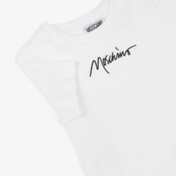 Moschino-Boys Soft Cotton White Logo Tee | Childrensalon Outlet