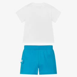 Moschino-Boys Surfing Bear Blue Outfit Set | Childrensalon Outlet